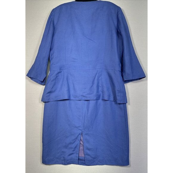 Yves Cossette Depeche Mode Womens Linen Blend Jacket & Dress Size 14 Blue - Picture 6 of 14
